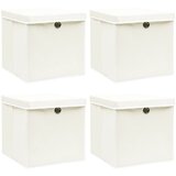  Kutije za pohranu s poklopcima 4 kom bijele 32x32x32 cm tkanina | shoptok.hr