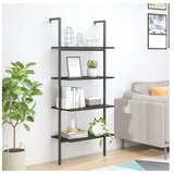  Naslanjajuća polica s 4 razine crna 64x35x152 5 cm | shoptok.hr