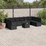 vidaXL 11-dijelni set vrtnih sofa od poliratana s jastucima crni Cijene