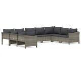 Maison Chic Seti vrtnega pohištva - Vrtna garnitura - Vrtni pohištvo set 9-delna z blazinami siv poli ratan, (21807783) | Shoptok.si