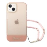 Guess gUHCP14SHGCOHP za iPhone 14 6.1 - roza silikonski ovitek s perla zapestnico Cene