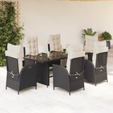vidaXL 7-dijelni vrtni blagovaonski set s jastucima crni od poliratana | shoptok.hr
