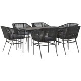 vidaXL 7-dijelni vrtni blagovaonski set s jastucima crno | shoptok.hr