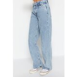 Trendyol Blue Waist Detailed High Waist 90's Wide Leg Jeans | shoptok.hr