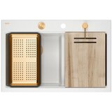 Quadron Kuhinjsko korito MARC 120 WORKSTATION z dodatki, bel z bakrenimi detajli | Shoptok.si