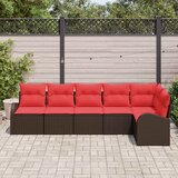  Sjedeća garnitura za vrt 6 kom. Smeđa i crvena poliratan 289 x 124 x 85 cm | shoptok.hr
