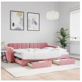 vidaXL Izvlečna dnevna postelja s predali roza 80x200 cm žam Cene