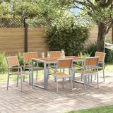  Vrtni set za objed 7 kom. Siva Čvrsto drvo akacije 140 x 80 x 75 cm Cijene
