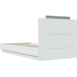 vidaXL Posteljni okvir z vzglavjem bel 75x190 cm inženirski les | Shoptok.si