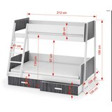 Molarem Home Drveni dječji krevet na kat Moritz s dvije ladice - svijetlo drvo - bijeli - 90/120x200 cm - Bez madraca | shoptok.hr