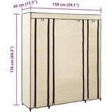 vidaXL garderobna omara s predelki in palicami krem 150x45x176cm blago | Shoptok.si