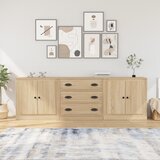 vidaXL Komoda 3 kosi sonoma hrast inženirski les | Shoptok.si