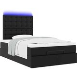 vidaXL Otomanski posteljni okvir z vzmetnico črn 120x200 cm um. usnje | Shoptok.si