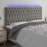 vidaXL LED posteljno vzglavje svetlo sivo 180x7x118/128 cm žamet | Shoptok.si