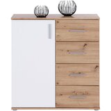 Mömax komoda ina 02, barva hrasta, bela | Shoptok.si