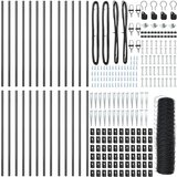 vidaXL šesterokutna ograda siva 0.6x50 m čelik, postovi za ogradu s iglom 13 kom Ø32 mm 80 cm pocinčani čelik | shoptok.hr