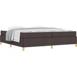 Postelja z vzmetnico Temno rjava in bela 200 x 200 cm blago | Shoptok.si