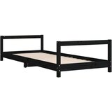  Otroški posteljni okvir črn 90x190 cm trdna borovina, (20787677) | Shoptok.si