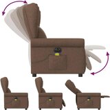 vidaXL Električni masažni naslanjač rjavo blago, (21824554) | Shoptok.si