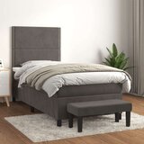 Box spring krevet s madracem tamnosivi 90x200 cm baršunasti | shoptok.hr