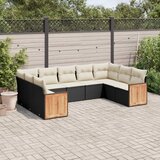 vidaXL 9-dijelni set vrtnih sofa s jastucima crni od poliratana | shoptok.hr