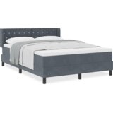 vidaXL Box Spring Krevet s Madracem Tamno Siva 160x200 cm Baršun | shoptok.hr