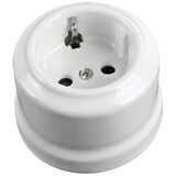  Elhard - Dvostruka zidna keramička retro utičnica sa okvirom SCHUKO 230V bela | Eponuda.com