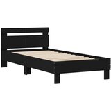 vidaXL Posteljni okvir z vzglavjem črn 100x200 cm inženirski les, (20978723) Cene