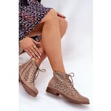 S. BARSKI Low Ankle Boots With Openwork Pattern Beige S.Barski | Shoptok.si