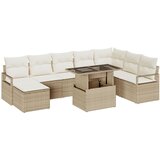 vidaXL 9-dijelni set vrtne sofe s jastučićima, bež, poli ratan, 2-sjedalna vrtna sofa s jastučićima, bež, poli ratan Cijene