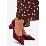 Boto Heels With Decorative Buckle Burgundy Seriva | ePonuda.com