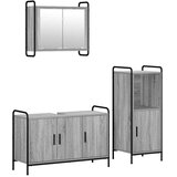  Set ormarića za kupaonicu 3 kom. Siva Sonoma 40 x 36 x 99 5 cm - Siva Sonoma Ormarić ispod sudopera (3 vrata) + viseći ormarić + | shoptok.hr
