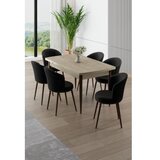Hanah home Rasklopivi trpezarijski sto i stolice (7 delova) Asfel Travertine Black | Eponuda.com