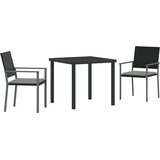  Vrtni set za objed 3 pcs Crna i svijetlo siva PE ratan | shoptok.hr
