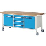 eurokraft pro pomična delovna miza, izvedba z ogrodjem, 3 predali, 2 vrat, šxg 2000 x 700 mm Cene