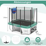  3 u 1 pravokutni trampolin s ljestvama, košarkaškim košem i nogometnim golom, dječji trampolin, zeleni | shoptok.hr