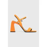 Karl Lagerfeld Usnjene visoke pete ASTRA NOVA oranžna barva, KL33124