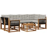 vidaXL Zunanja garnitura za sedenje 7 pcs Naravna in svetlo siva, (5000282302) | Shoptok.si