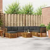  Set vanjskih sofa 9 kom. Prirodna i antracit Smeđa 59 x 59 x 37 cm | shoptok.hr