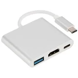 Adapter za TV Monitor 3u1 Hub USB-C, USB 3.0, HDMI 4k - Bijela KP34019