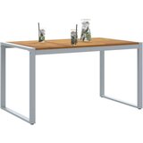 Vanjski Zunanja jedilna miza Siva 140x80x75 cm Jeklo in trdi les akacije | Shoptok.si