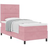 vidaXL Box Spring Postelja z Blazino Roza Enojka Žamet, (22051979) | Shoptok.si