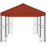 Paviljon s bočnim stranama 6 x 3 m Terakota Poliester i čelik | shoptok.hr