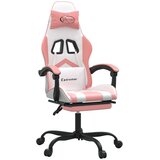  Vrtljivi gaming stol z oporo za noge belo in roza umetno usnje, (21378180) | Shoptok.si