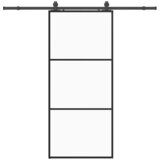 vidaXL drsna vrata z opremo črna 90x205 cm esg steklo, (21749593) | Shoptok.si