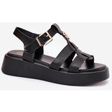Boto Women Sandals On Platform With Gold Detail Black Fevire | ePonuda.com