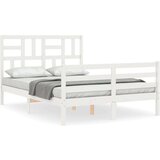  Kreveta s uzglavljem bijeli 120 x 200 cm od masivnog drva | shoptok.hr