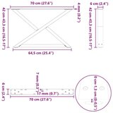  Noge za stolić za kavu 2 kom Prirodni čelik 70x(42-43 3) cm | shoptok.hr