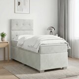  Boxspring krevet s madracem Svjetlosiva 100 x 200 cm Baršun - Svjetlosiva 100 x 200 cm Prošiveno gumbima | shoptok.hr
