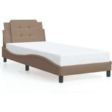 vidaXL Posteljni okvir z LED lučkami kapučino 100x200 cm umetno usnje, (21112180) | Shoptok.si